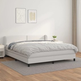 vidaXL Cama com molas/colchão 160x200 cm couro artificial branco