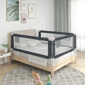 10227 vidaXL Barra segurança p/ cama infantil tecido 120x25 cm cinza-escuro