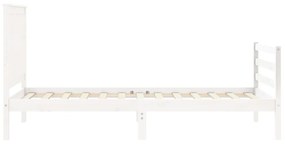 Estrutura cama de solteiro c/ cabeceira madeira maciça branco
