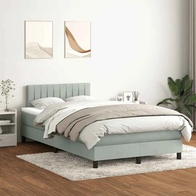 Cama boxspring c/ colchão 120x220 cm veludo cinzento-claro