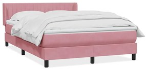 vidaXL Cama com molas/colchão 140x220 cm veludo rosa