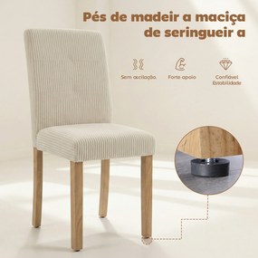 Conjunto de 4 Cadeiras de Jantar  Modernas (MESA NÃO INCLUIDA)  para Cozinha Encosto Alto Estofadas em Veludo Assento Acolchoado 44x56x90 cm Bege