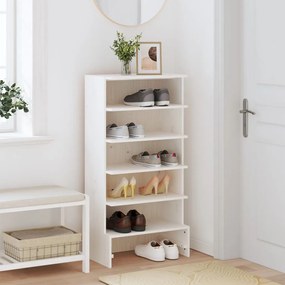 vidaXL Sapateira 52x30x104 cm madeira de pinho maciça branco