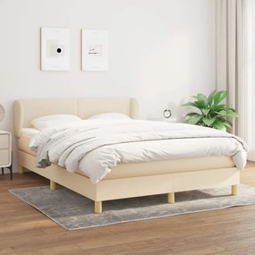 vidaXL Cama com molas/colchão 140x190 cm tecido cor creme