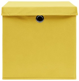 Caixas de arrumação com tampas 10pcs 32x32x32 cm tecido amarelo