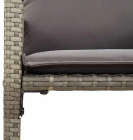 3 pcs conj. de bar jardim c/ almofadões vime PE/acácia cinzento