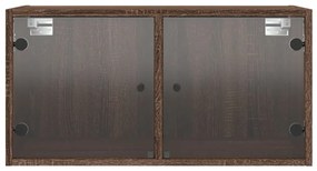Armário parede c/ portas vidro 68,5x37x35 cm carvalho castanho