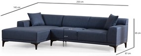 Sofá de Canto Petra – Azul – 145 x 250 cm
