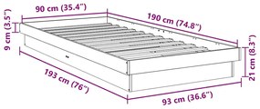 Estrutura de cama sem colchão 90x190 cm Carvalho de maciça