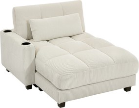HOMCOM Sofá-cama com almofada, espuma, conversível em cama, porta-copos, Creme branco | Aosom Portugal