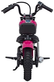 Mota elétrica para crianças Speed 250W Pneus borracha, banco couro, Luzes led, som Rosa