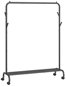 Guarda roupa metal com rodas 41 x 103,5 x 155 cm Preto