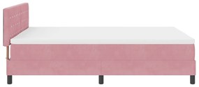 Cama Box Spring com Colchão Rosa 160x200 cm Veludo