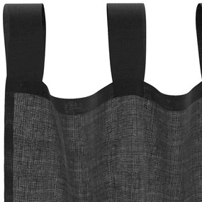 Cortinas de voile com aba 2 pcs preto