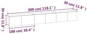 Conjunto móveis de TV 3 pcs madeira processada sonoma cinza