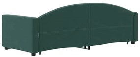 Sofá-cama c/ gavetão e gavetas 80x200cm veludo verde-escuro
