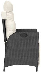 Cadeiras jardim reclináveis 2 pcs c/ apoio de pés vime PE preto