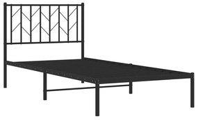 Estrutura de cama com cabeceira 90x200 cm metal preto