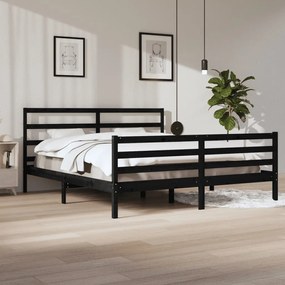 vidaXL Estrutura de cama 200x200 cm pinho maciço preto