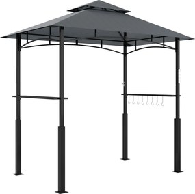 Outsunny Toldo para churrasco de dois níveis dossel para jardim com luz LED 240 x 150 x 250 cm cinza escuro | Aosom Portugal