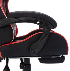 Cadeira estilo corrida luzes LED RGB couro arti. vermelho/preto