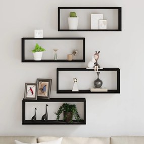 Conjunto de Prateleiras vidaXL de 4 - Carvalho Preto - 60x15x23 cm - F