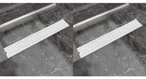 Dreno de chuveiro linear 2 pcs bolhas 730x140 mm aço inoxidável
