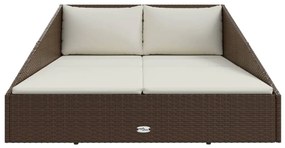 Espreguiçadeira de jardim 110x200 cm vime PE castanho