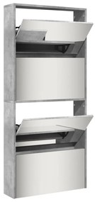 Sapateira c/ espelho 4 divisórias 63x17x134 cm cinza cimento