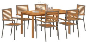 Conjunto de Jantar de Jardim 7 pcs Cinzeto 150 x 90 x 74 cm