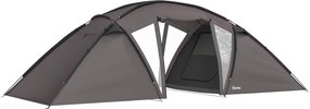 Outsunny Tenda de Camping Familiar para 4-6 Pessoas Tenda Tipo Túnel Impermeável 3000 Mm com 2 Portas Bolsa de Transporte Preto | Aosom Portugal