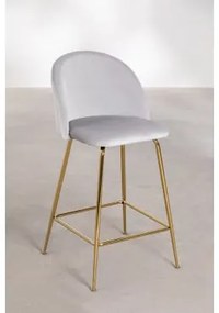 Pacote De 2 Bancos Altos De Veludo Kana Design Cinza Pérola & ↑65 Cm & Dourado - Sklum