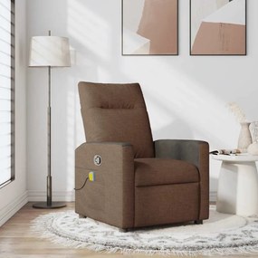 vidaXL Poltrona de massagens reclinável tecido castanho
