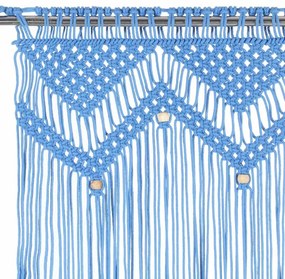 Cortina macramé 140x240 cm algodão azul