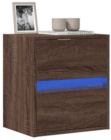 Móvel de parede p/ TV c/ luzes LED 41x31x45cm carvalho castanho