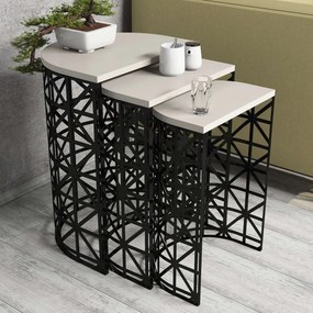 Mesas de Encostar Stil Metal Ferforje – Creme Preto – 46x62x33 cm / 41
