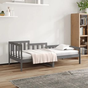 vidaXL Sofá-cama 90x190 cm madeira de pinho maciça cinzento