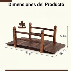 Ponte de Jardim, 125 x 68 x 47 cm, Madeira de Abeto Carbonizada, Castanho