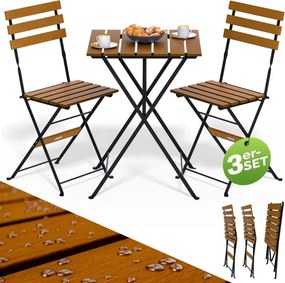 Conjunto de jardim de 3 peças em madeira de acácia com certificação FSC® Castanho