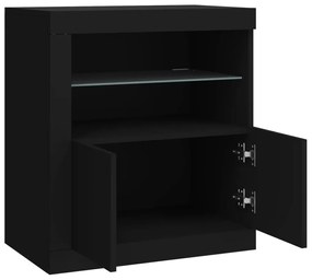 Aparador com luzes LED 60,5x37x67 cm preto