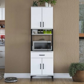Armário Alto de Cozinha "Etna" - Branco - 60x198.6x25cm - Design Moder