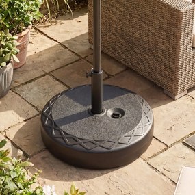 Base para guarda-sol em HDPE recheável de 52 kg com 2 adaptadores para postes redondos de 39/49 mm – Exterior, jardim, terraço, pátio, piscina Preto