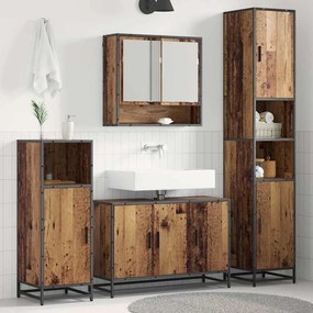 vidaXL Conjunto de Móveis para Banheiro com porta 4 pcs Madeira Antiga