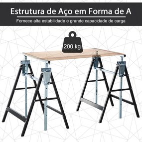 Conjunto de 2 Cavaletes Telescópicos Dobráveis com Altura Ajustável Ca