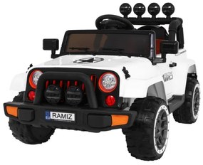 Jipe elétrico para Crianças off-road 12V 4x4, Rodas Espuma EVA, Assento couro ecológico Branco