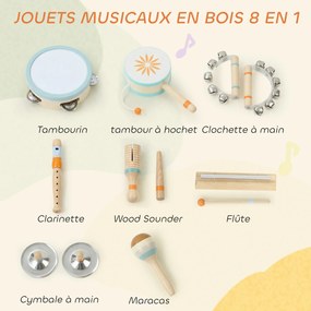 Instrumentos musicais para crianças, brinquedos musicais de madeira inspiradores, com pandeiro e maracas, para crianças a partir dos 3 anos