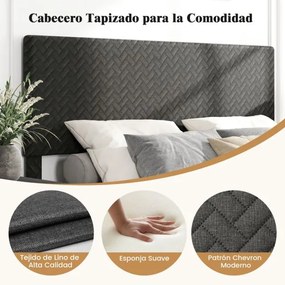 Estrutura de cama 140 x 200 cm com plataforma estofada (COLCHÃO NÃO INCLUIDO), cabeceira Chevron ajustável em altura e base de ripas de madeira incluí