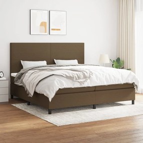 vidaXL Cama com molas/colchão 200x200 cm tecido castanho-escuro
