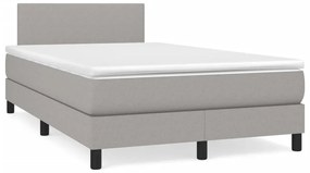 Cama boxspring com colchão 120x190 cm tecido cinzento-claro