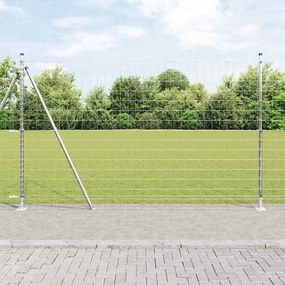 vidaXL Cerca Euro com 7 Postes Flangeados 1.4x10 m Aço Galvanizado